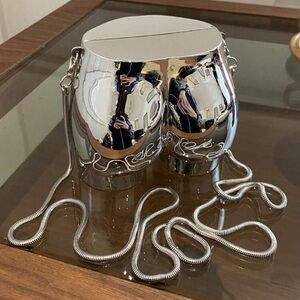 Silver Metallic Crossbody Bag